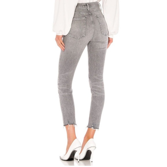 Agolde NICO Button Fly Raw Hem Hi Rise Gray Jeans Women Size 26 - Picture 6 of 15